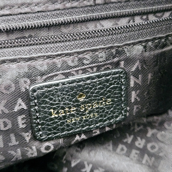 Kate Spade Black 100% Pebbled Leather Messenger 2 Way Shoulder Bag - Picture 13 of 16
